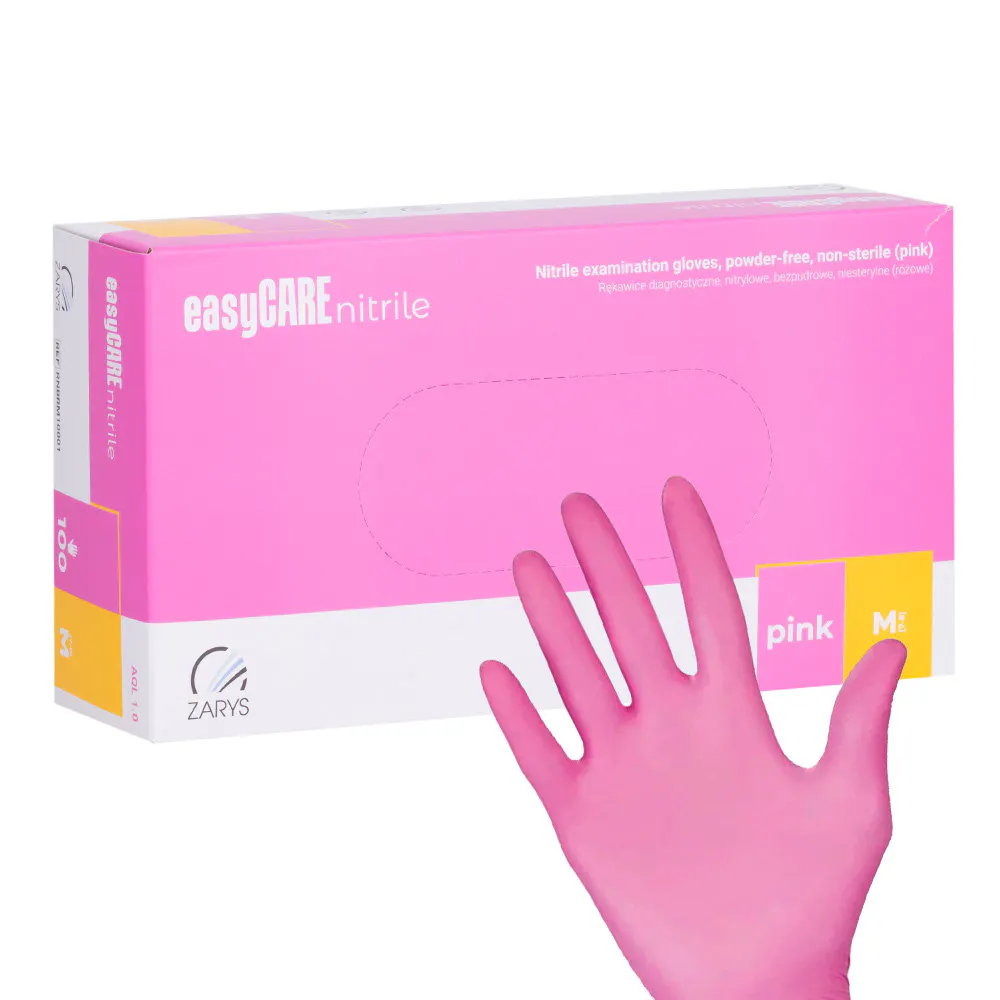 Mănuși Nitril Nepudrate EasyCare 100 Buc Mărime M Roz - Everin