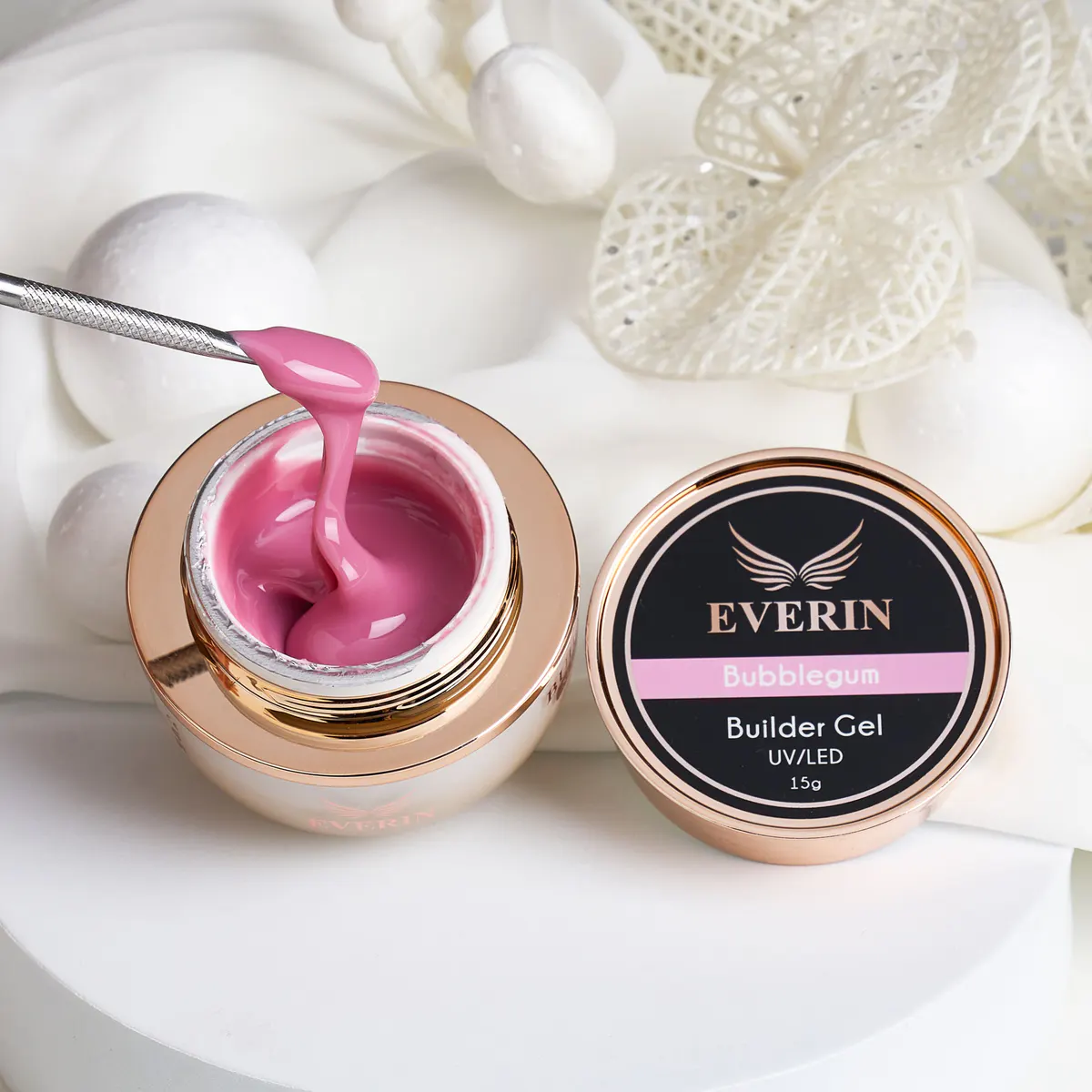 Gel Construcție Everin Autonivelant Bubblegum 15g | Builder Gel Profesional UV LED