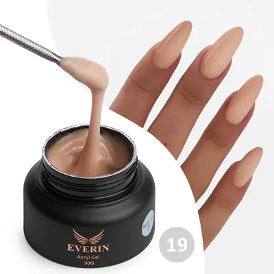 Acryl Gel Everin 30gr Shimmer 19 TPO Free - Polygel Nude Piersică cu Sclipici