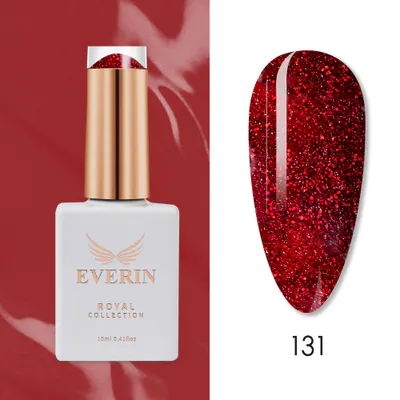 Ojă Semipermanentă Everin Royal Collection 10 ml – 131 Red Glitter | Roșu Intens cu Sclipici