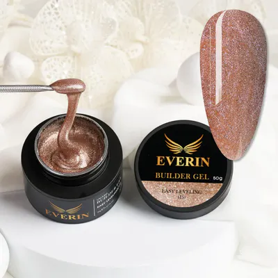 Everin Builder Gel Easy Leveling 15 – Gel Construcție Autonivelant 50g (Golden Bronze Shimmer)