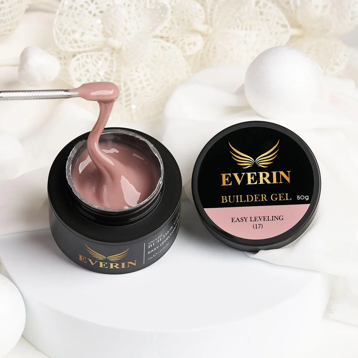 Everin Builder Gel Easy Leveling 17 – Gel Construcție Autonivelant 15g (Warm Rose Nude)