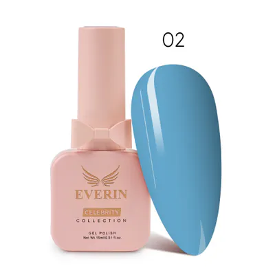 Ojă Semipermanentă Everin Celebrity 15 ml – 02 Blue Sky | Luciu Intens & Rezistență