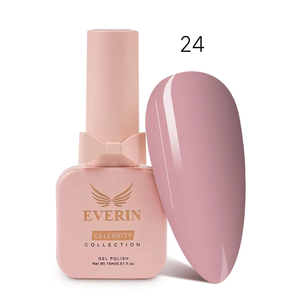 Ojă Semipermanentă Everin Celebrity 15 ml – 24 Dusty Rose Elegance | Luciu Intens & Rezistență