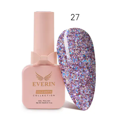 Ojă Semipermanentă Everin Celebrity 15 ml – 27 Purple Holo Sparkle | Strălucire & Rezistență