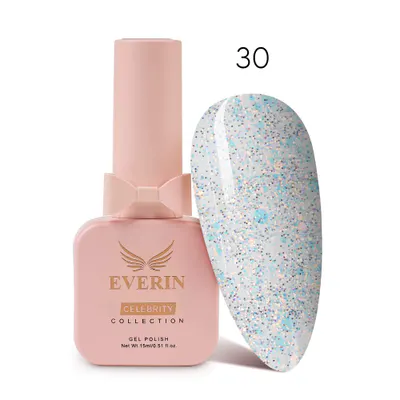 Ojă Semipermanentă Bleu Gheață cu Sclipici Everin Celebrity 30 15ml