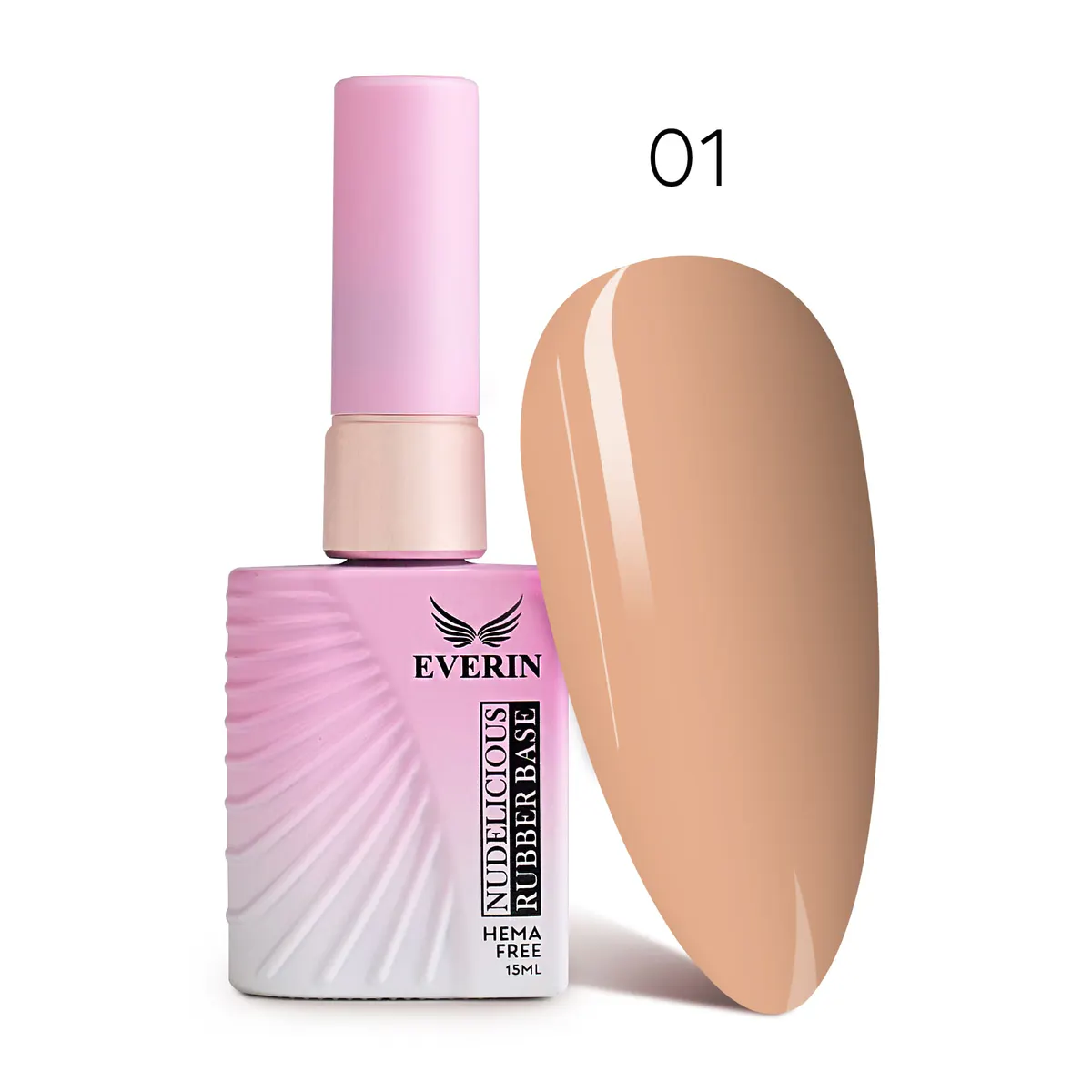 Rubber Base Everin Nudelicious 01 – Bază rubber Nude Bej-Deschis, HEMA & TPO Free, 15ml