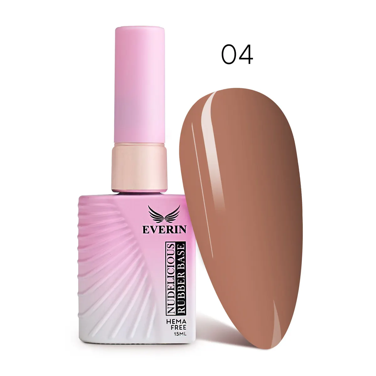 Rubber Base Everin Nudelicious 04 – Bază rubber Nude Bej-Caramel, HEMA & TPO Free, 15ml