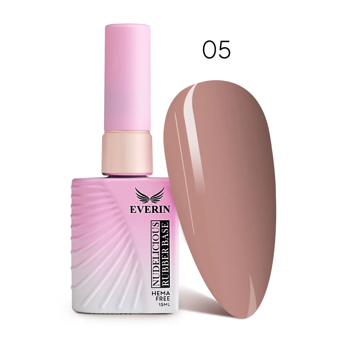 Rubber Base Everin Nudelicious 05 – Bază rubber Nude Bej-Neutru, HEMA & TPO Free, 15ml