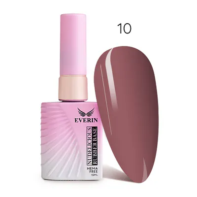 Rubber Base Everin Nudelicious 10 – Bază rubber Nude Roz-Mov Închis, HEMA & TPO Free, 15ml