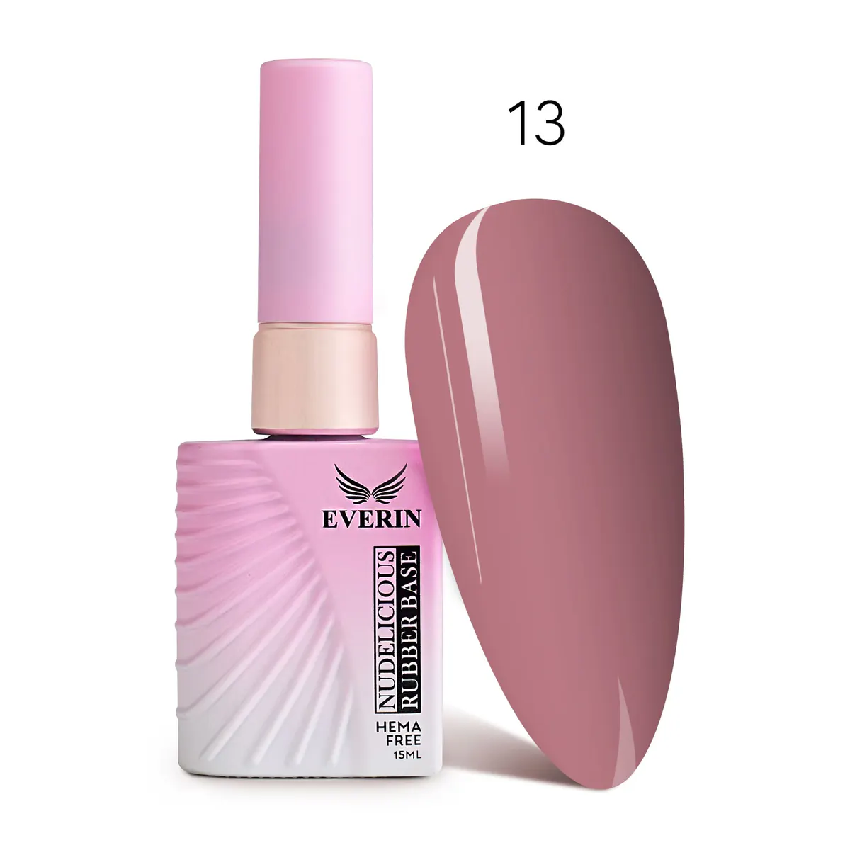 Rubber Base Everin Nudelicious 13 – Bază rubber Nude Roz Pudrat, HEMA & TPO Free, 15ml