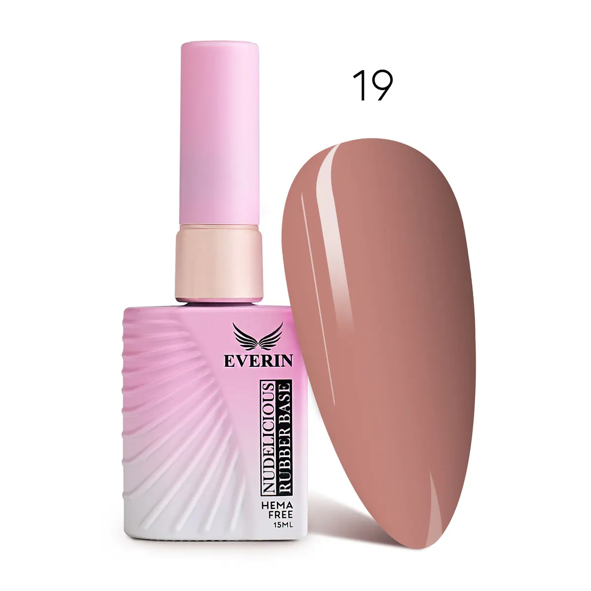 Rubber Base Everin Nudelicious 19 – Bază rubber Nude Roz-Bej, HEMA & TPO Free, 15ml
