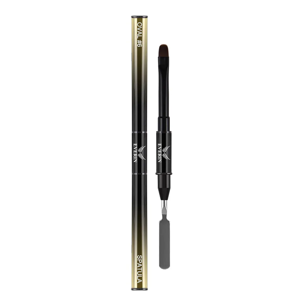 Pensulă Dublă Pro Art Oval 6mm + Spatulă Gold Everin | Pensulă Profesională Gel