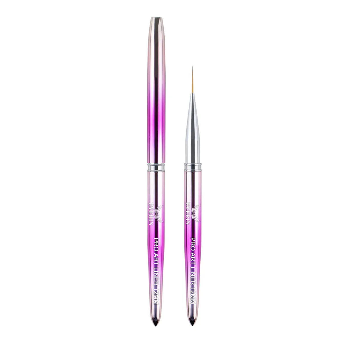 Pensulă Pro Art Liner 12mm Silver Pink Everin | Pensulă Nail Art Profesională
