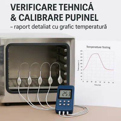 Verificare Pupinel (sterilizator cu aer cald) – 4 canale, raport detaliat cu grafic temperatură | Everin