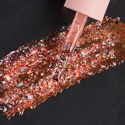 Ojă Semipermanentă Everin Selective 113 7ml – Glitter Rose Gold Confetti, Holografic