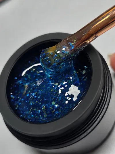 Gel Autonivelant Everin Petal Stories Azure Bloom 15gr - Gel Albastru cu Inserții Botanice