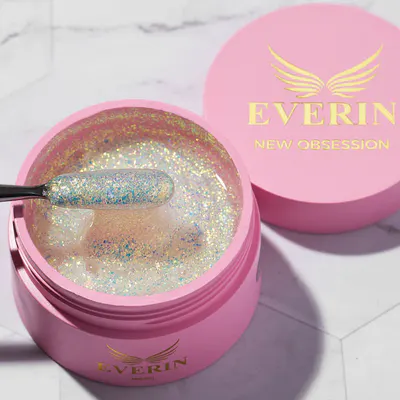Gel Autonivelant Everin New Obsession Glitter Up 50gr - Gel cu Sclipici Iridescent