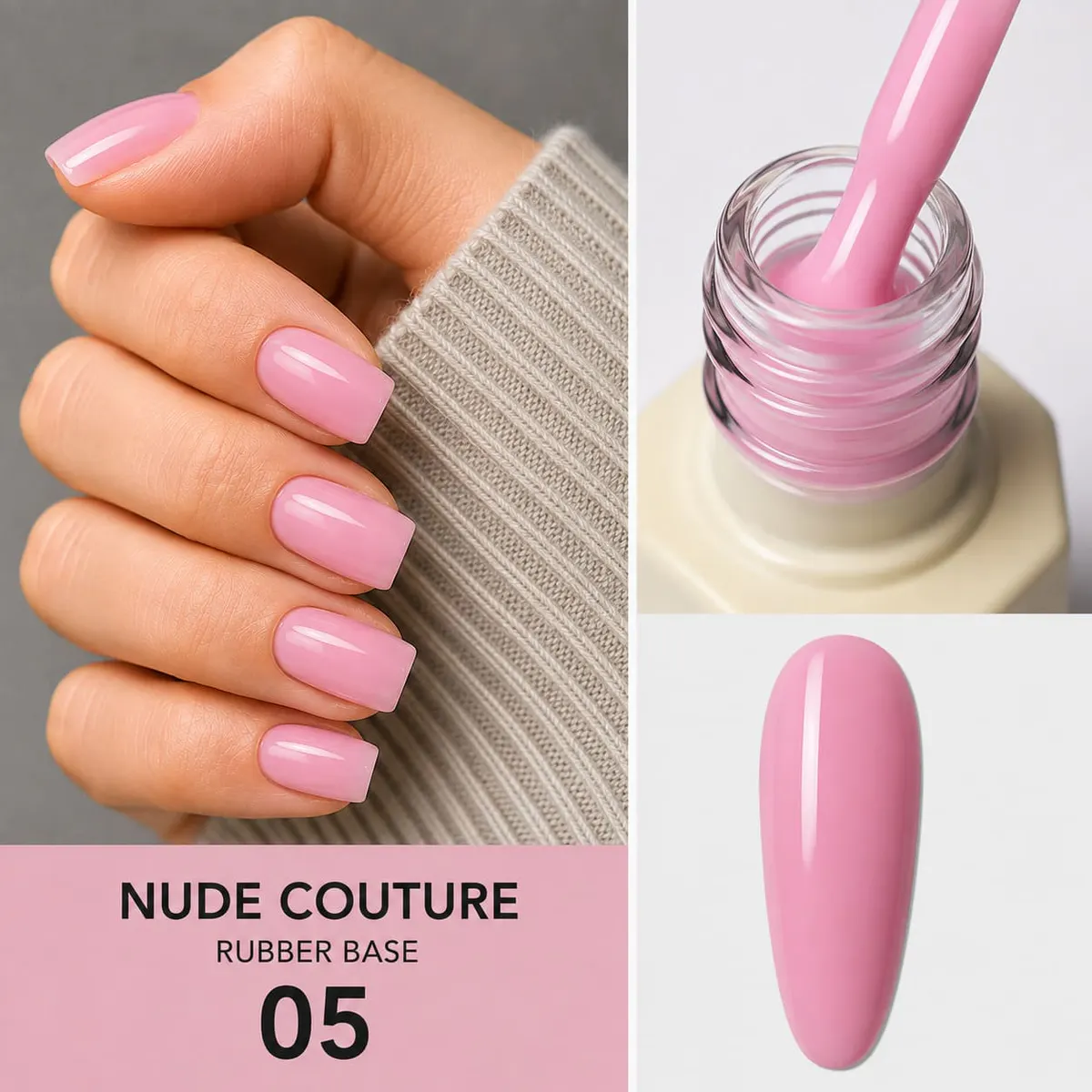 Rubber Base Everin Nude Couture 05 - Bază Rubber Roz Pastel HEMA & TPO Free