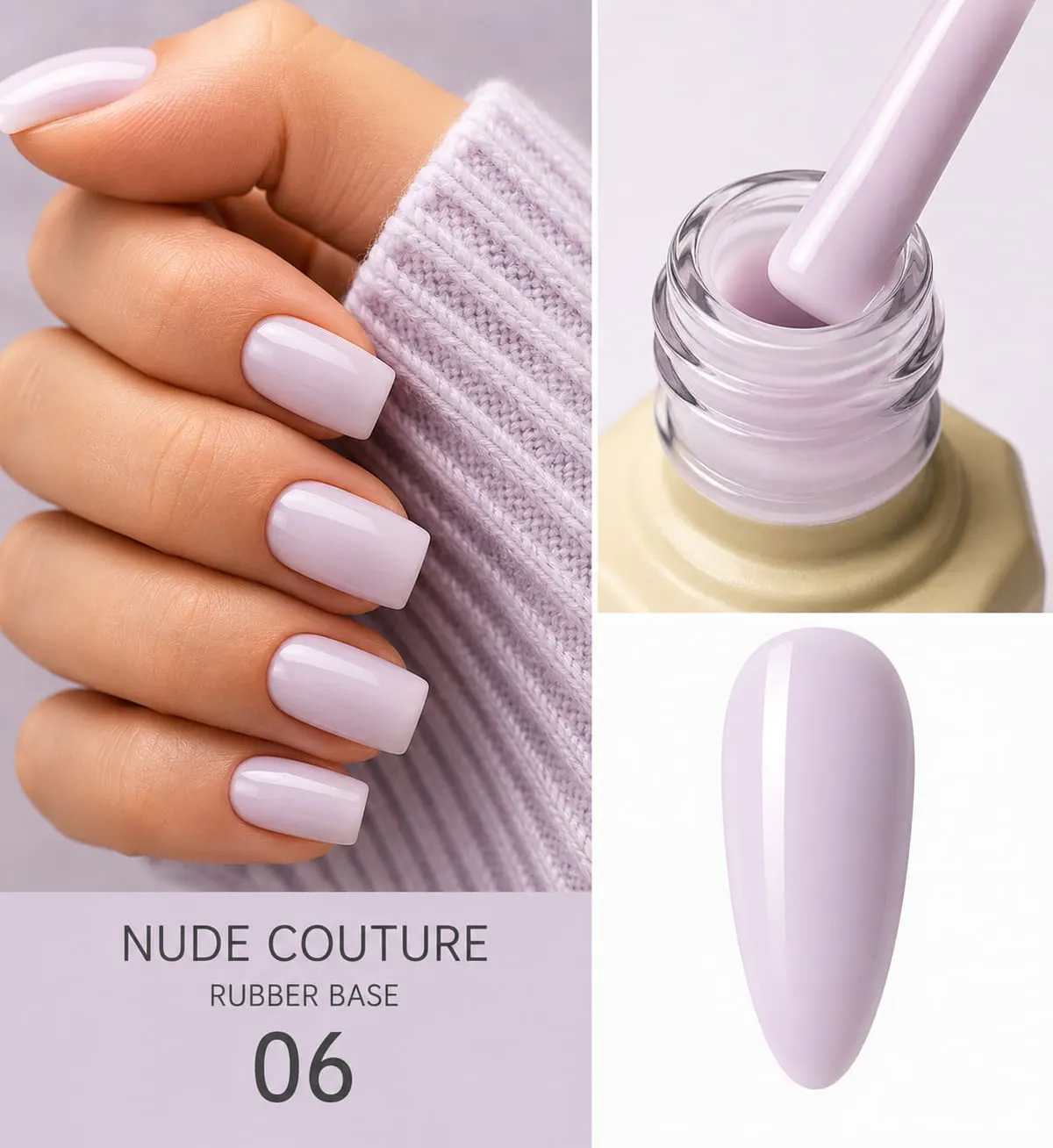 Rubber Base Everin Nude Couture 06 - Bază Rubber Lila Lăptos HEMA & TPO Free