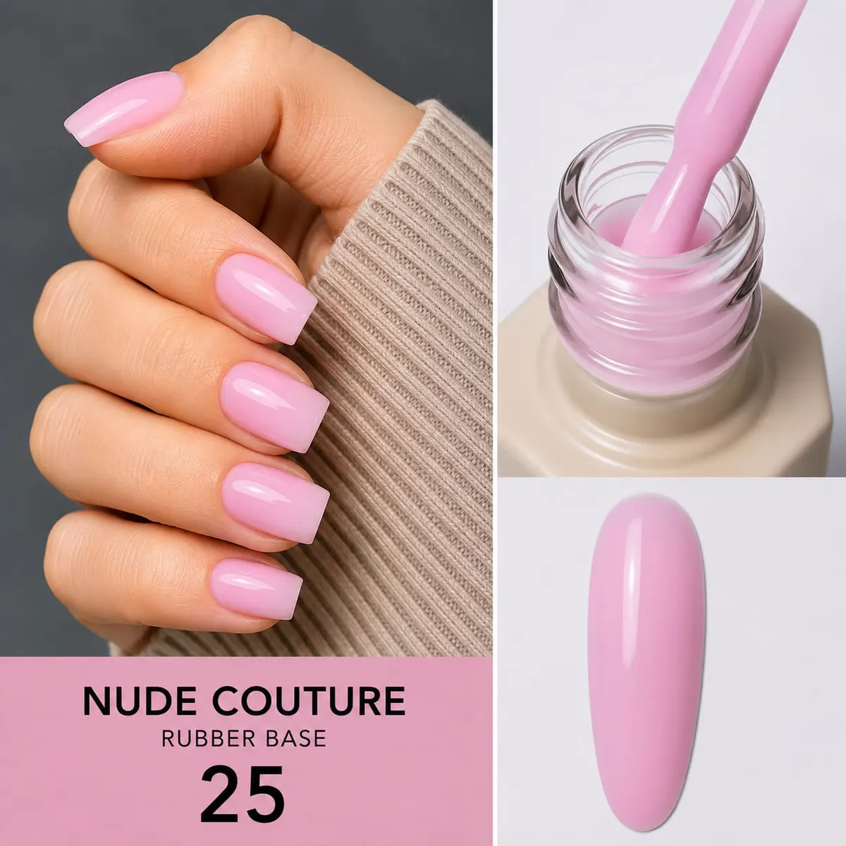 Rubber Base Everin Nude Couture 25 - Bază Rubber Roz Pastel HEMA & TPO Free