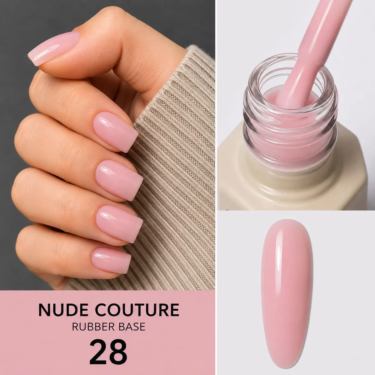 Rubber Base Everin Nude Couture 28 - Bază Rubber Rose Pink HEMA & TPO Free