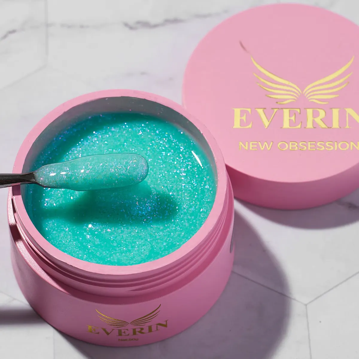 Gel Autonivelant Everin New Obsession Finger Cheers 50gr - Gel Mentă cu Sclipici