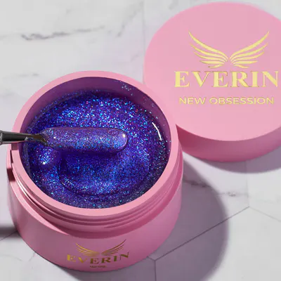 Gel Autonivelant Everin New Obsession Pour Glam 50gr - Gel Mov-Albastru Holografic