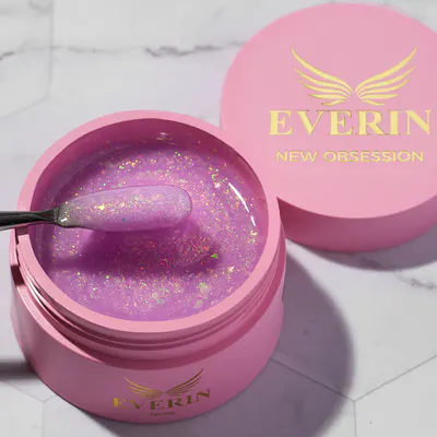 Gel Autonivelant Everin New Obsession Bellini 50gr - Gel Mauve cu Sclipici