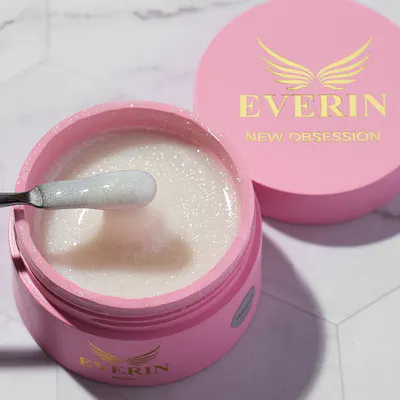 Gel Autonivelant Everin New Obsession Obsessed 50gr - Gel Alb Perlat cu Sclipici
