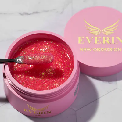 Gel Autonivelant Everin New Obsession Sip and Sparkle 50gr - Gel Roz cu Sclipici