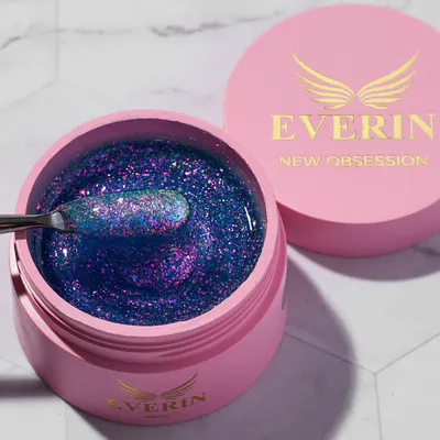 Gel Autonivelant Everin New Obsession Sip Shine 50gr - Gel cu Sclipici Holografic