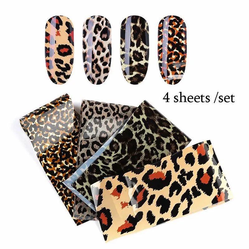 Set 4 folii de transfer 4x20cm leopard