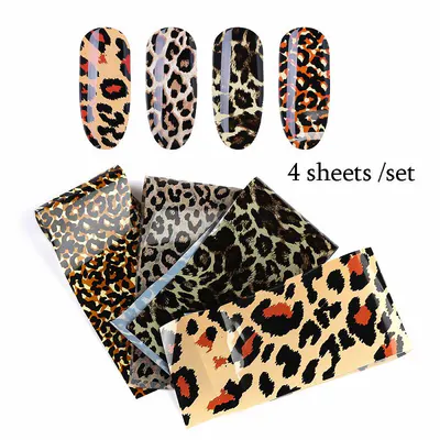 Set 4 folii de transfer 4x20cm leopard