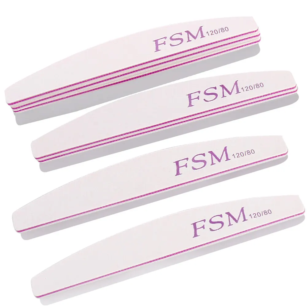 Set 50 Bucăți Pilă Unghii Semilună FSM 80/120 - PFSM80/120-25B